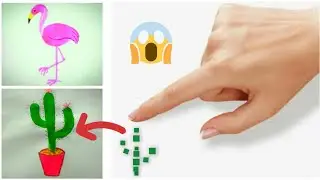 How To Draw Cactus 🌵, Lavender, Cherry 🍒, Flamingo , Grapes 🍇 || Finger Painting Ideas || #56