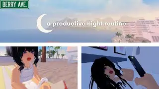 a productive night routine 💤🤍 | sunset, beach, reading & restaurant 🤍 | berry avenue roleplay 🎀