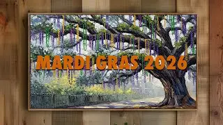 Mardi Gras 2026 Samsung Frame TV Art | New Orleans Mardi Gras Tree & Beads Decor