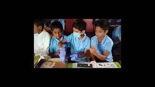 MES 6th standard students doing Science kit experiment on Nutrition