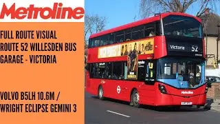 Full Route Visual | Metroline London Route 52 Willesden Bus Garage - Victoria