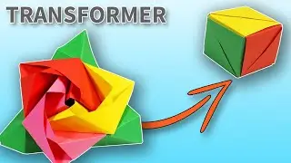 Origami cube that turns into a rose flower / Paper craft