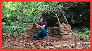 🌲🔥Building a Hidden Forest Hut for Hunting and Survival in the Wilderness