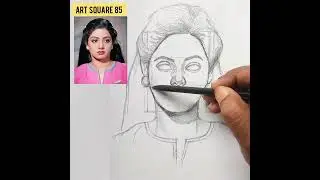 Bollywood actress Sridevi portrait drawing without loomis method #Drawing #painting #sketch