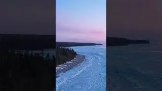 Winter Icy Sunset on Manitoulin ❄️💜 #shorts #winter #water #beautiful