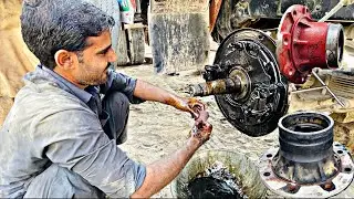 How to replace Truck Bearing Grease and Tire fixing []  Truck  wheel Hub Greasing [] Complete Video