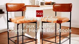 Best Choice Faux Leather Counter Height Bar Stools: Transitional Style