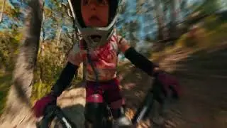 4-year-olds First time heading down a blue mountain bike Trail
