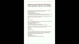 Health Insurance Florida 240 Practice Exam Questions 1Practice the 2402022