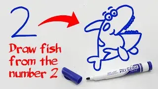 Turn Number 2 Into Fish | How to draw using numbers | Convert numbers into drawings