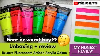 Review of Brustro Fluorescent Artist's Acrylic Colour || best or worst buy???