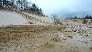 The enduro motorcycle drift in sand winter and villy 2015