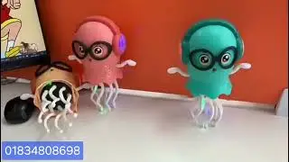 Dancing Musical Jellyfish Toy with 360&deg; Rotating Electric Walking Baby Toy Swinging Arms & Glasses