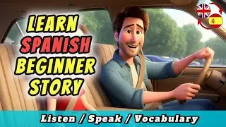 LEARN SPANISH for Beginners | Bilingual stories | (A1-A2) (First Driving Lesson)