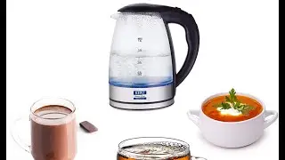 KENT Elegant Electric Glass Kettle ,  Stainless Steel Heating Plate, Borosilicate Glass Body.