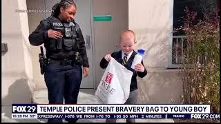 A North Philadelphia boy receives Bravery Bag from Temple University Police, via FOX29