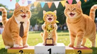 Kitten Family Outdoor Sports Competition Trophy🐱 🏆#cute #cat #funny #animals #viralvideo #kitten