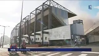 Incendie au stade Deschaseaux  du Havre