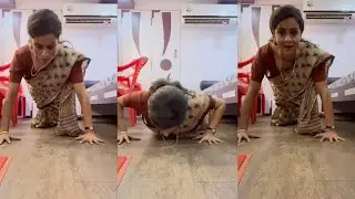 Fitness Enthusiast Gul Panag ACES PUSHUPS In A SAREE