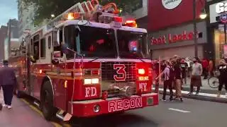 FDNY CTTF 12, 2 NYPD VANS & FDNY LADDER 3 RESPONDING ON 14TH STREET IN VILLAGE AREA OF MANHATTAN NYC
