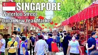Walking Singapore: Waterloo Street Lunar New Year Market 2023 🇸🇬 Virtual Walking Tour