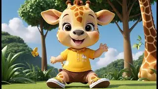 Baby Giraffe Reach High and Low | Fun Learning Song for Kids | Playful Giraffe Nursery Rhyme