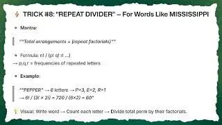 🔹 TRICK #8: Permutation & Combination - Repeat Divider