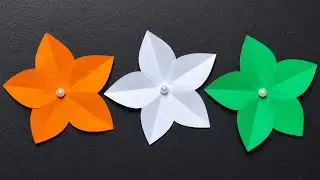 How to make Tricolor Flowers with Paper | Republic Day Craft Ideas | DIY Tiranga Flower
