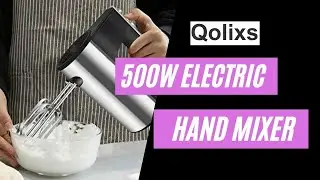 Qolixs 500W Electric Hand Mixer with 5 Speed Control & Turbo Function