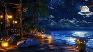 Peaceful Night Ocean Waves with Light Piano 💙 Deep Relaxation & Healing Sleep Music