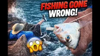 One Slip Away from Disaster! Rock Fishing Close Call!