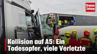 Kollision auf A5: Ein Todesopfer, viele Verletzte | krone.tv NEWS