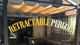 Retractable Pergola with Sun Shade Canopy Patio Metal Shelter for Garden Porch Beach Pavilion