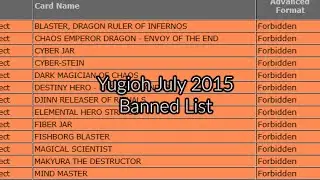 Yugioh July 2015 Banned and Limited List Is Effective