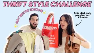 Thrift  Store Fashion Challenge💗 Styling my Gay Bestie, time trial edition!