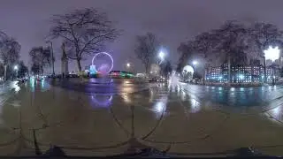 London Eye Cloudy&Rainy Night Time Laps 4K UHD 360
