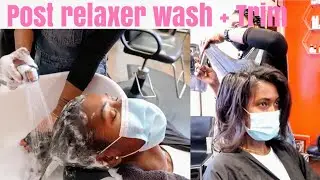 RELAXED HAIR | POST RELAXER WASH DAY | TRIM DAY | SALON ROUTINE