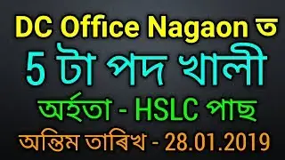 DC Office Nagaon Recruitment 2019 | 10 pass job Assam | govt job assam