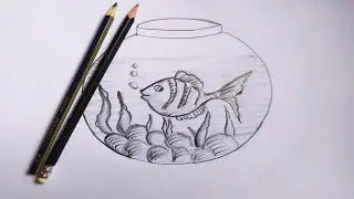 Easy Fish Aquarium Drawing Tutorial: Start with a Simple Circle! Fishbowl Drawing for Kids.