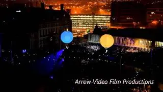 Bradford City Park Mirror Pool Opening Helium Balloons at Night