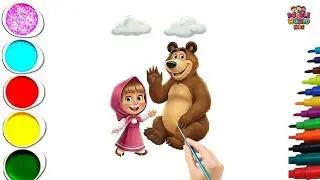 How to Draw Cute Masha with Bear 🐻👧 | Easy Cartoon Drawing for Kids