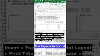 Insert Page number in print #shorts #shortvideo #trending #excel