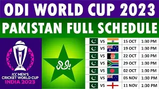 World Cup 2023 Pakistan Schedule: Pakistan World Cup 2023 Schedule | Pakistan Schedule