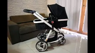 Review r&aacute;pido - Carrinho Bebe Dardara ATTRACTIVE compacto desmontado, Espa&ccedil;oso Montado