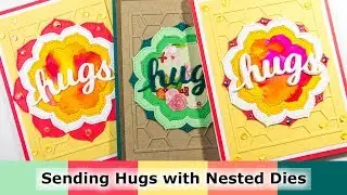 Bright and Cheerful Hugs ~ Using Up Watercolor Scraps + Birch Press Design  Nesting Dies