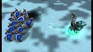 Warcraft 3 1 HERO Lich King VS 10 Footman
