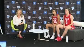 2018 Pac-12 Women's Basketball Media Day: Utah's Lynne Roberts, Megan Huff, Daneesha Provo