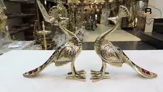 Brass Decorative Showpiece Peacock Pair More statue (AN252 A) || Home decor Animals statue ||