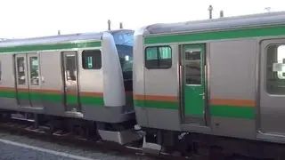 東海道線E233系・E231系 併結試運転　並走シーンと制動試験