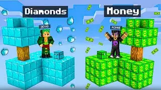 MONEY vs DIAMOND SKYBLOCK Challenge in Minecraft😱